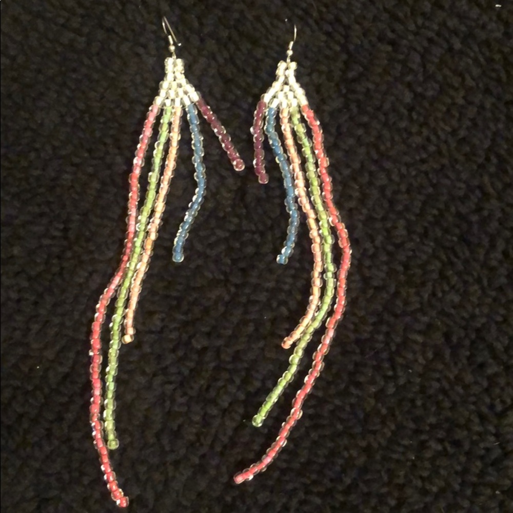 Multi color beaded earrings
